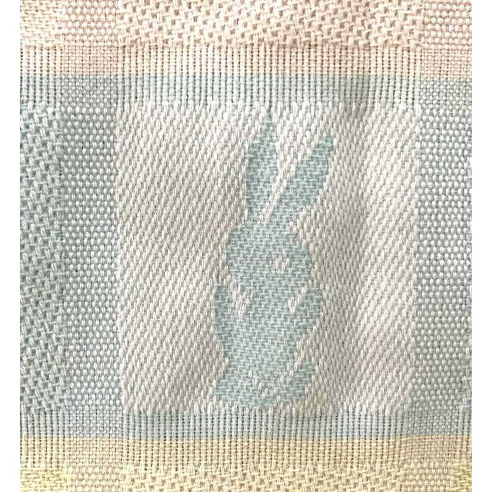 Baby Kisses BUNNY Child's Blanket Reverse Woven Fringed NOS Vintage 1960s Japan - Picture 4 of 9